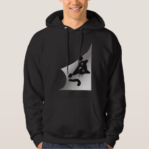 Cute Black Kitten Cat Peeking Kitty Hoodie