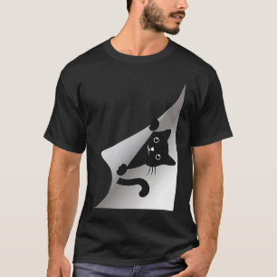 Cute Black Kitten Cat Peeking Kitty T-Shirt