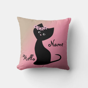 Cute black kitten cat personalised  summer gradien cushion