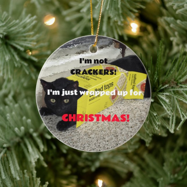 Cute Black Kitten Ceramic Ornament (Tree)