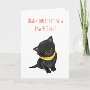 Cute black kitten Father's Day card from the cat