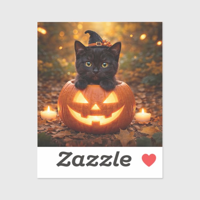 Cute Black Kitten Halloween Pumpkin (Sheet)