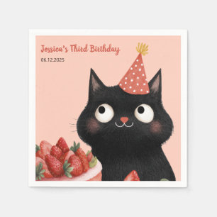 Cute Black Kitten Kids’ Purr-fect Birthday Party Napkin