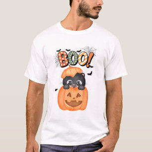 Cute Black Kitten Ready to Boo Halloween T-Shirt
