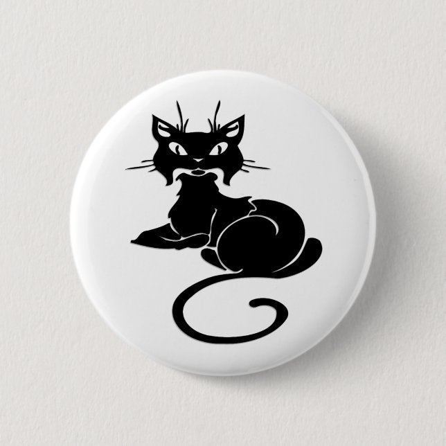 Cute Black Kitty 6 Cm Round Badge (Front)