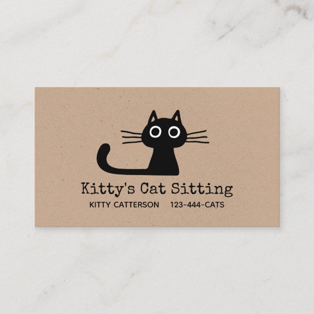 Cute Black Kitty Cat | Fun Feline | Quirky Animal Business Card (Front)