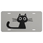 Cute Black Kitty Cat with Long Whiskers and Tail