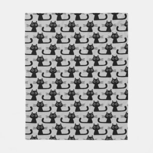 Cute Black Kitty Cats Pattern   Fun Animal Lover's Fleece Blanket