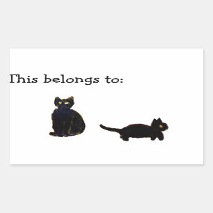 Cute Black Kitty Cats Rectangular Sticker