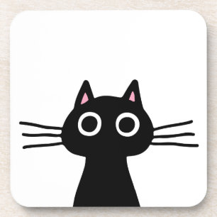 Cute Black Kitty Fun Animal Art Funny Pet Cat Coaster