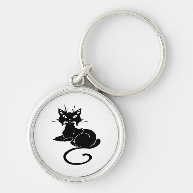 Cute Black Kitty Key Ring (Front)
