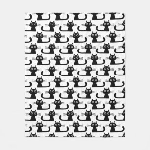 Cute Black Kitty Pattern   Pet Cat Lover's Fleece Blanket