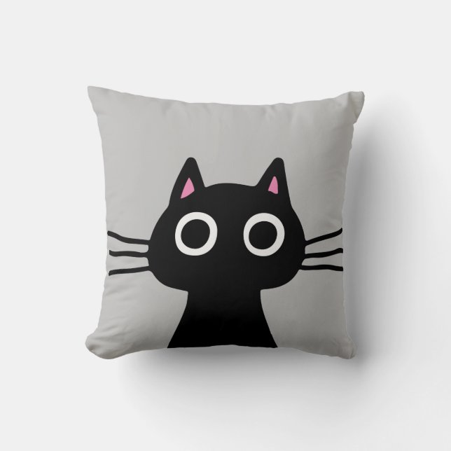 Cute Black Kitty | Quirky Pet Cat Lover's Cushion (Front)