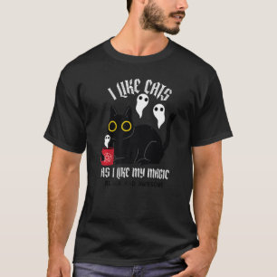 Cute Black Kitty Witchy Tee With Ghosts Black Magi