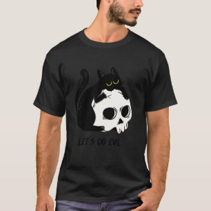 Cute Black Kitty With Skull Black Cat Dark Magic W T-Shirt