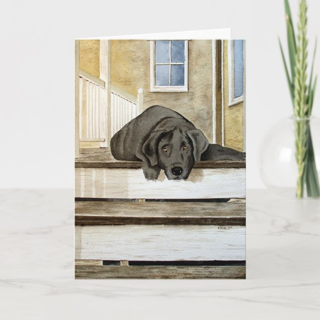 Cute Black Lab Greeting Card (Front)