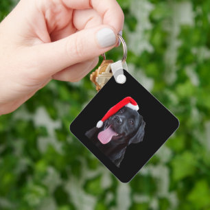 Cute Black Lab Santa Christmas Dog Funny Labrador  Key Ring