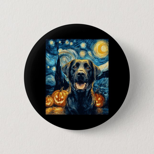 Cute Black Labrador Dog Halloween Jack O Lantern P 6 Cm Round Badge (Front)