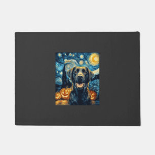 Cute Black Labrador Dog Halloween Jack O Lantern P Doormat
