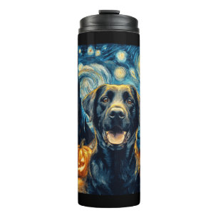 Cute Black Labrador Dog Halloween Jack O Lantern P Thermal Tumbler