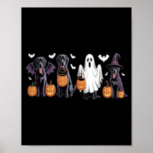Cute Black Labrador Dog Halloween Pumpkin Labrador Poster
