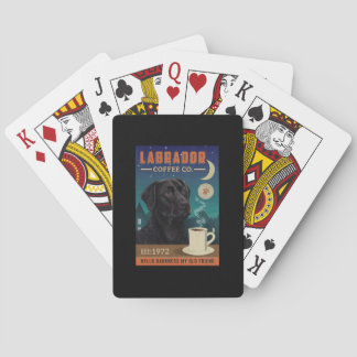 Cute Black Labrador Retriever Dog Coffee Lover Playing Cards