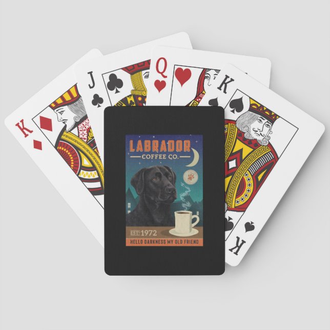 Cute Black Labrador Retriever Dog Coffee Lover Playing Cards (Back)
