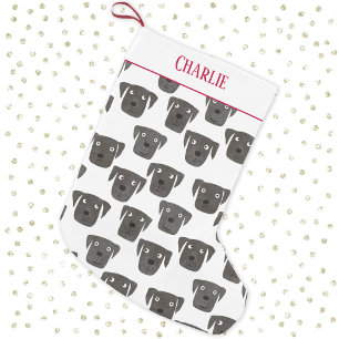 Cute Black Labrador Retriever Dog Custom Name Small Christmas Stocking