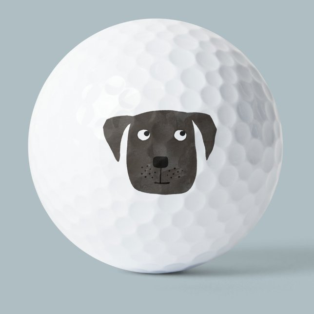 Cute Black Labrador Retriever Dog Golf Balls (Creator Uploaded)