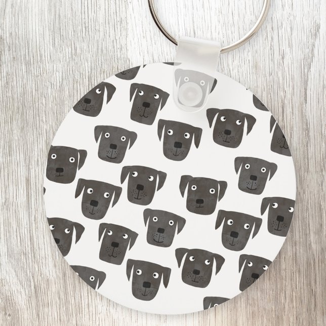 Cute Black Labrador Retriever Dog Keychain (Black Labrador Retriever Dog fun aluminium keyring keychain)