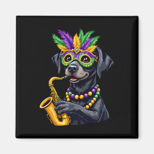 Cute Black Labrador Retriever Playing Saxophone Ma Magnet
