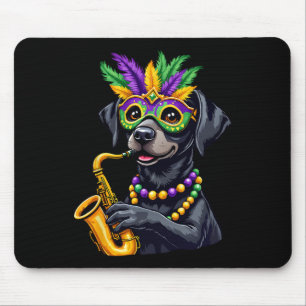 Cute Black Labrador Retriever Playing Saxophone Ma Mouse Pad