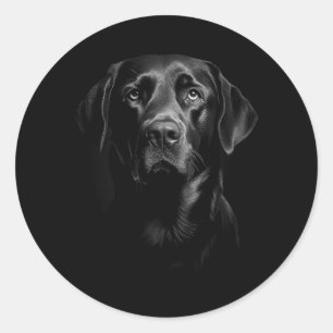 Cute Black Labrador Retriever Puppy Dog Face Lab Classic Round Sticker