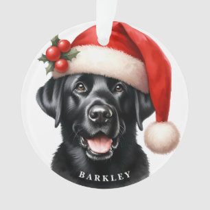Cute Black Labrador Retriever Santa Dog Christmas Ornament