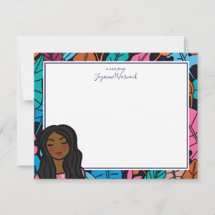 Cute Black Lady Illustration Personal Stationery Card