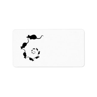 Cute Black Mouse Design. Spiral of Mice. Label