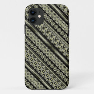 Cute black olive ukraine ornament background iPhone 11 case