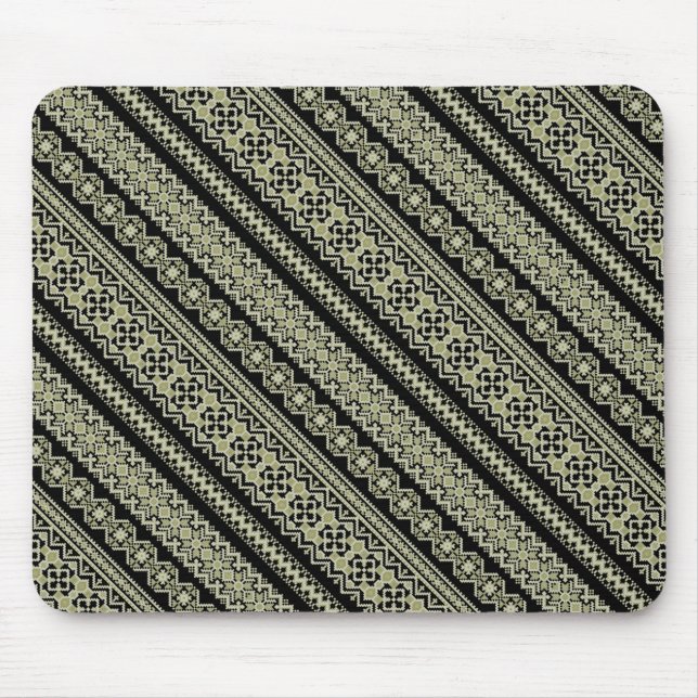 Cute black olive ukraine ornament background mouse pad (Front)