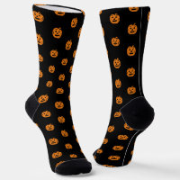 Cute black orange jack o lantern face pattern
