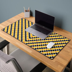 Cute black orange moroccan pattern design desk mat