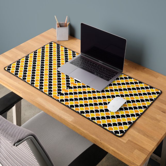 Cute black orange moroccan pattern design desk mat (Office 2)