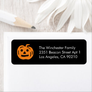 Cute black orange pumpkin fun Halloween address Return Address Label