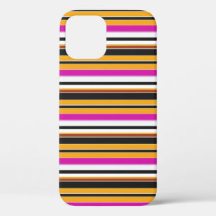 Cute black orange stripes iPhone 12 case