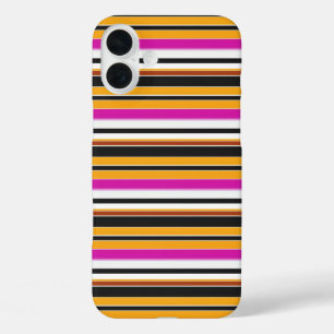 Cute black orange stripes iPhone 16 plus case
