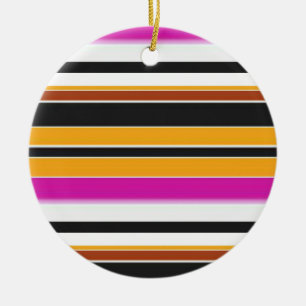 Cute black orange stripes ceramic ornament