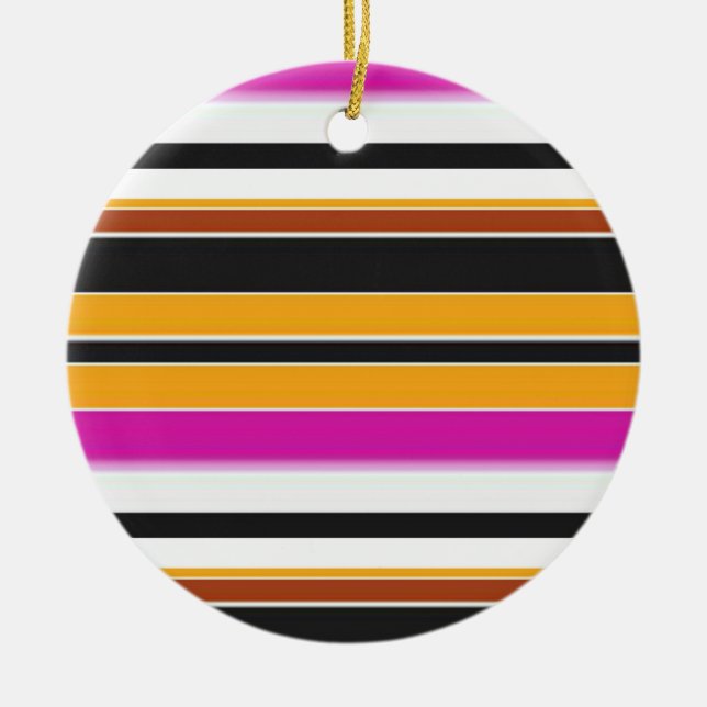 Cute black orange stripes ceramic ornament (Front)