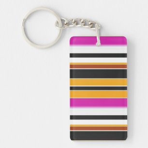 Cute black orange stripes key ring