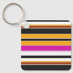 Cute black orange stripes key ring