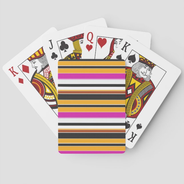 Cute black orange stripes playing cards (Back)