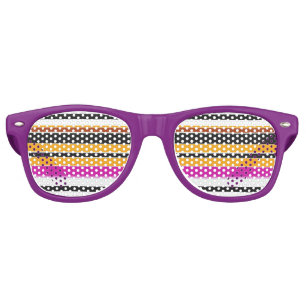 Cute black orange stripes retro sunglasses